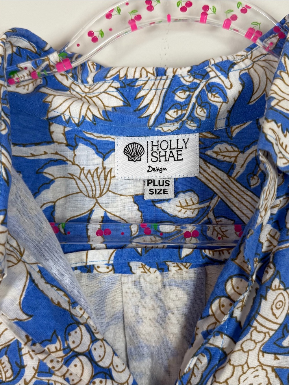 Women’s HOLLY SHAE Design Haley Mini Shirt Dress Tropical Toile Plus Size XL - Picture 3 of 10